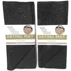 Mainstream Dish Drying Mat Buffalo Plaid and Snowflakes for Christmas Reversible Black Waffle Design 15 x 20 inches